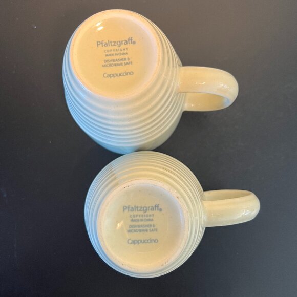 PFALTZGRAFF Cappuccino Pattern  Set of 2 Vintage Mugs Beige Speckled w/ Ribbing - Picture 10 of 12